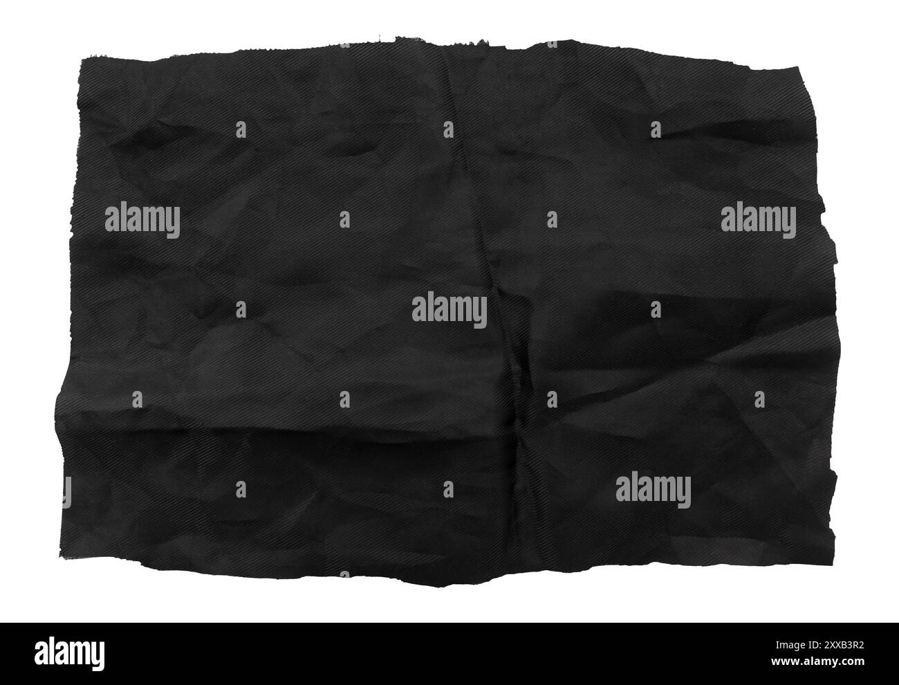 Un morceau de tissu noir déchiré sur un fond blanc. Isolat textile Banque D'Images Un morceau de tissu noir déchiré sur un fond blanc. Isolat textile Banque D'Images