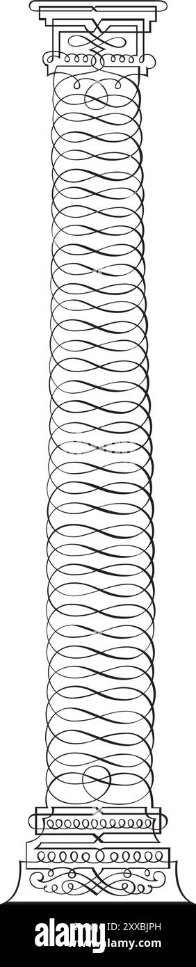 Chapiteaux de colonne grecs stylisés Corinthiens. Doric. Ionique. Colonnes corinthiennes. Illustration vectorielle. Graphiques en noir et blanc. Illustration de Vecteur