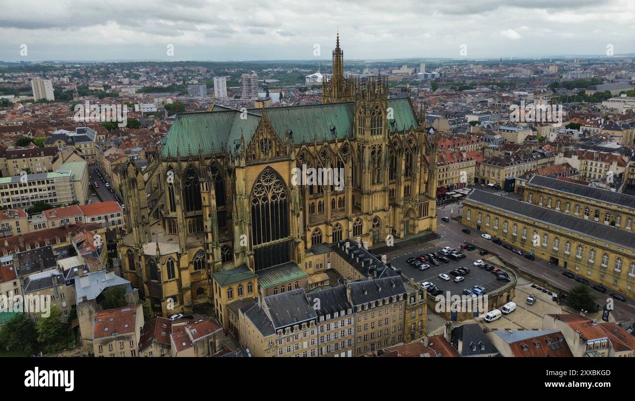 Drone photo Cathédrale de Metz france europe Banque D'Images