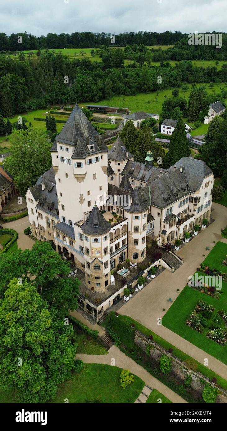 Drone photo Château de Colmar-Berg Luxembourg europe Banque D'Images