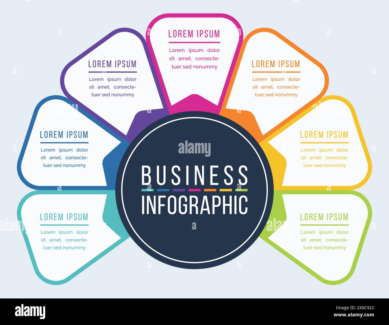 Business Infographic 7 étapes, objets, éléments ou options modèle de conception infographique pour l'information commerciale Illustration de Vecteur