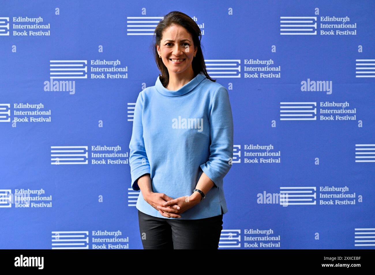 Édimbourg, Écosse, Royaume-Uni. 12 août 2024. Festival international du livre d'Édimbourg : Mishal Husain, lecteur de nouvelles et journaliste pour BBC Television et BBC Radio lors de l'appel photo officiel. Crédit : Craig Brown/Alamy Live News Banque D'Images