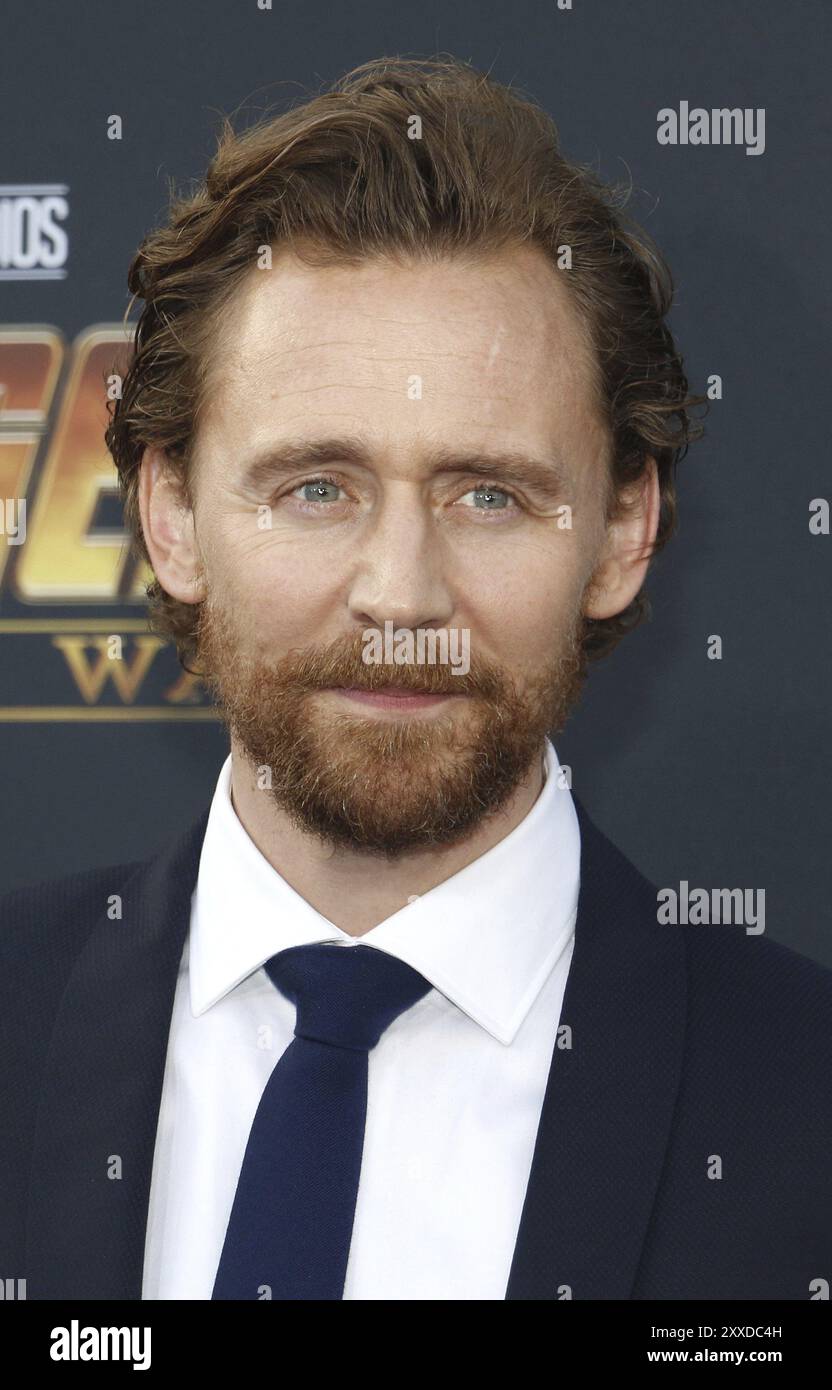 Tom Hiddleston lors de la première de Disney et Marvel's Avengers : Infinity War' au El Capitan Theatre à Hollywood, États-Unis, le 23 avril 2018 Banque D'Images