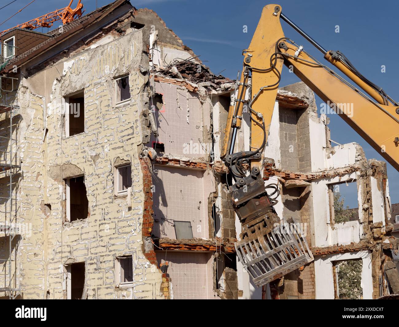 Démolition d'un bâtiment résidentiel Banque D'Images