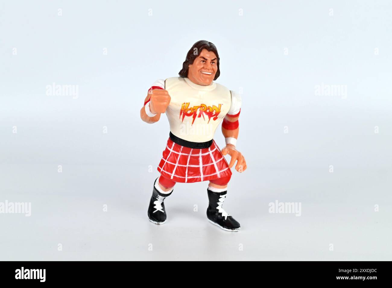 Rowdy Roddy Piper figurine WWF réalisée par Hasbro – pays de Galles, Royaume-Uni – 22 août 2024 Banque D'Images