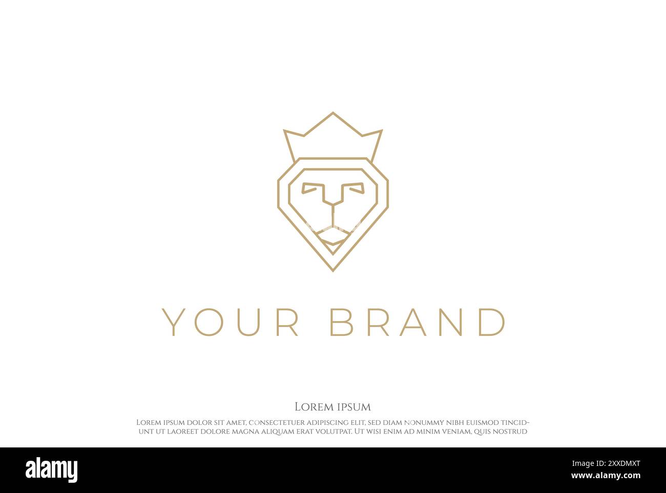 Simple Minimalist Diamond Crown Lion King Logo Design Vector Illustration de Vecteur