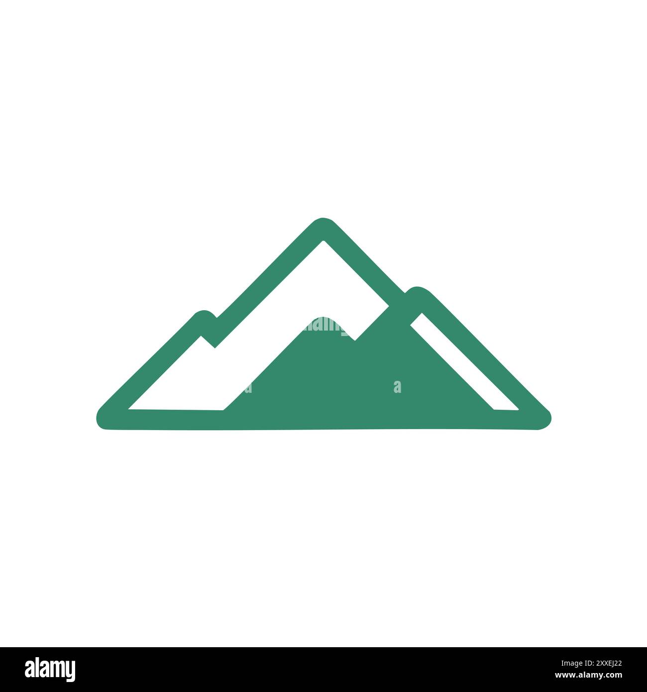 Icône de montagne verte simple. Icône de contour minimaliste d'un sommet de montagne vert, idéal pour l'image de marque, la nature et les thèmes environnementaux. Illustration de Vecteur