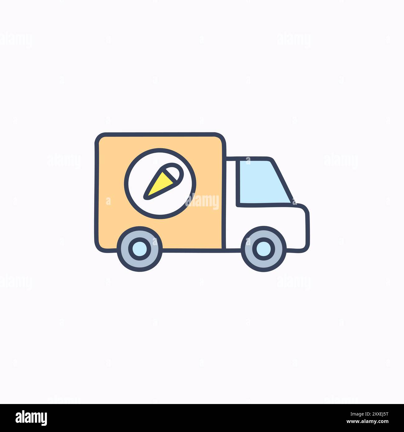 Icône de camion de livraison de crème glacée. Illustration vectorielle colorée d'un camion de livraison avec un logo de cône de crème glacée. Parfait pour la marque, le marketing et les webs Illustration de Vecteur