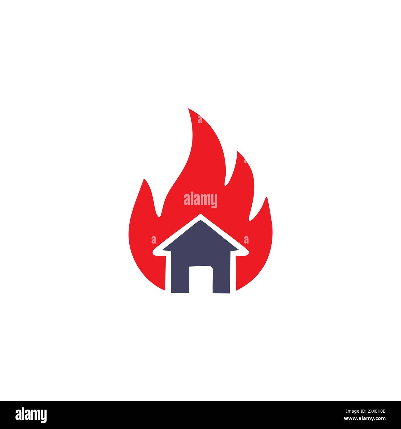 Symbole d'icône de feu de maison. Un motif emblématique simple représentant une maison enflammée. Cette icône est parfaite pour une utilisation dans la signalisation de sécurité ou comme symbole Illustration de Vecteur