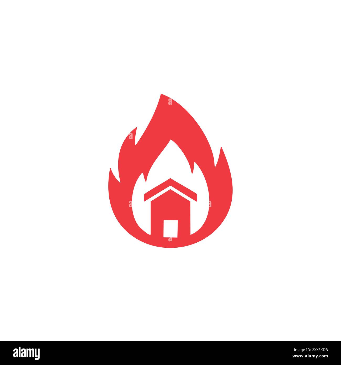 Logo House on Fire. Maison rouge engloutie dans les flammes, un symbole puissant pour une entreprise dans l'industrie de la sécurité incendie. Illustration de Vecteur