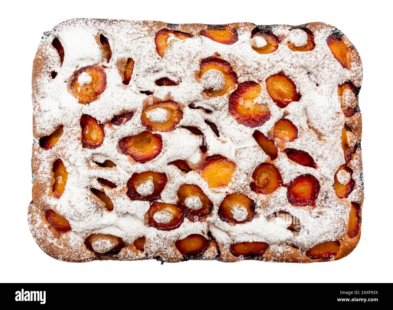 Pomme, tarte aux prunes sur fond blanc. Vue de dessus. PIE isolat Banque D'Images Pomme, tarte aux prunes sur fond blanc. Vue de dessus. PIE isolat Banque D'Images