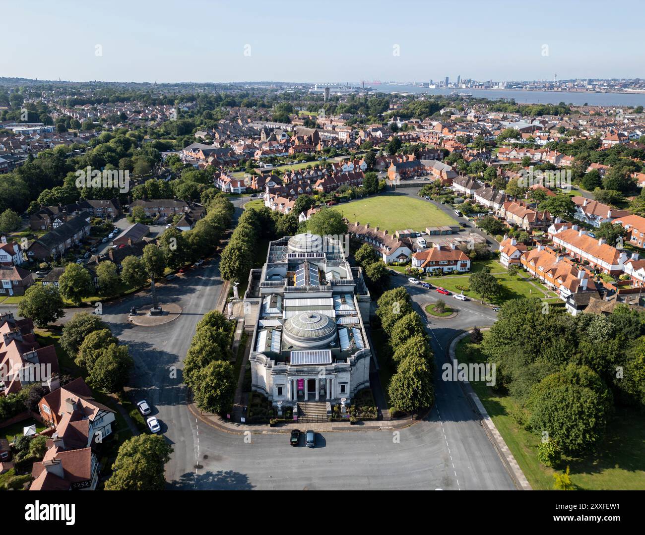 Vue aérienne de la galerie d'art Lady lever dans le village anglais de Port Sunlight, Wirral, Angleterre Banque D'Images
