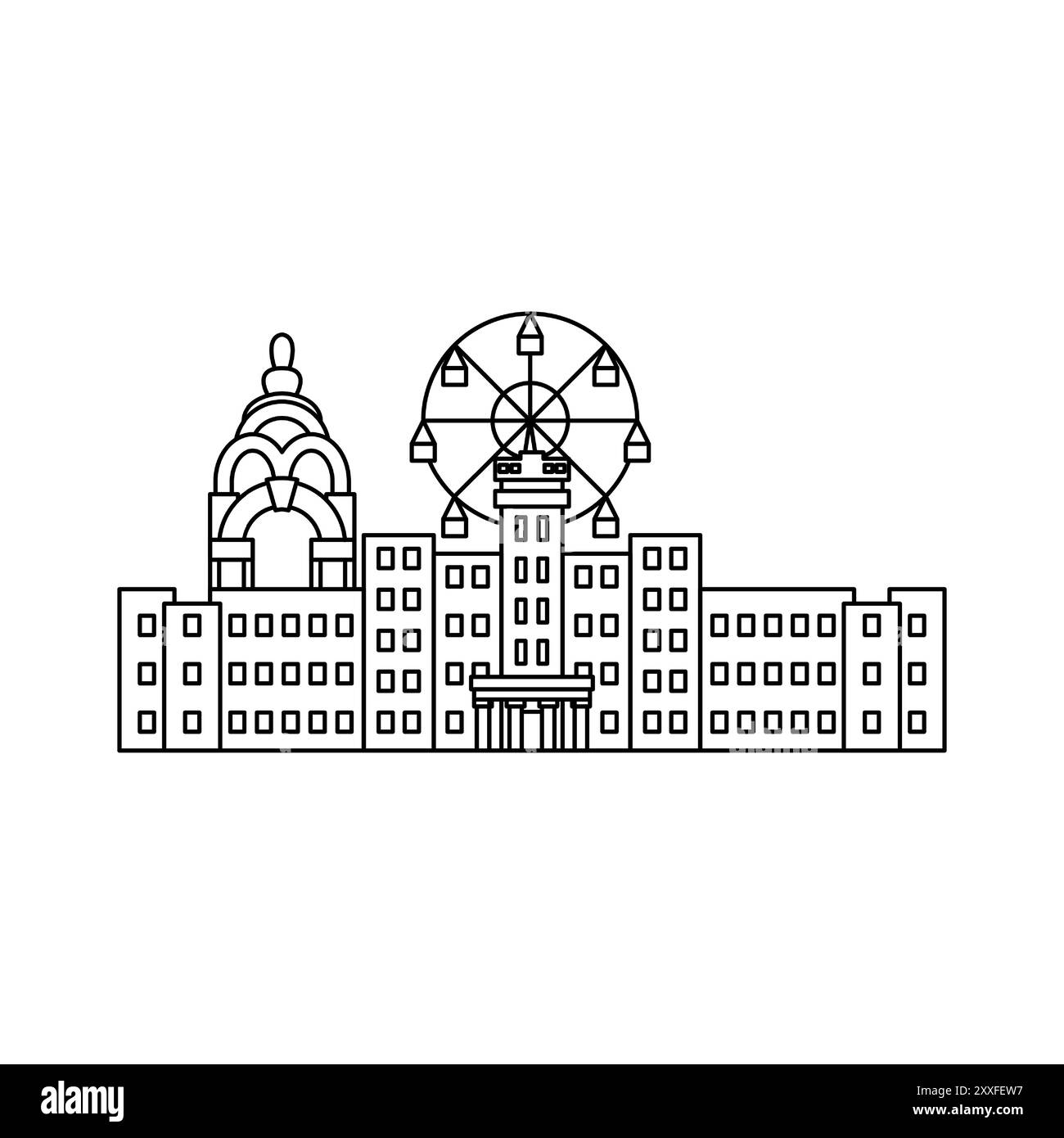 Kharkiv Line Karazin University Illustration de Vecteur