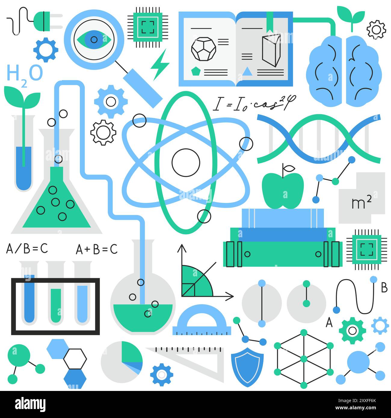 Ensemble de lignes plates pour la chimie physique Illustration de Vecteur