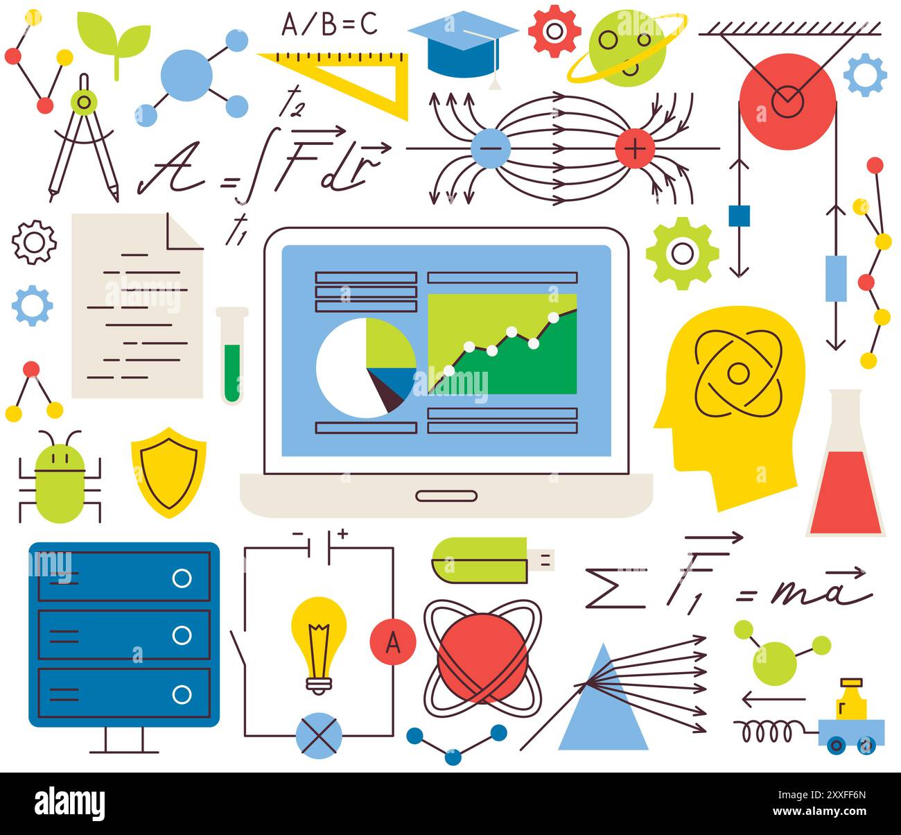 Ligne droite de science physique chimie Illustration de Vecteur