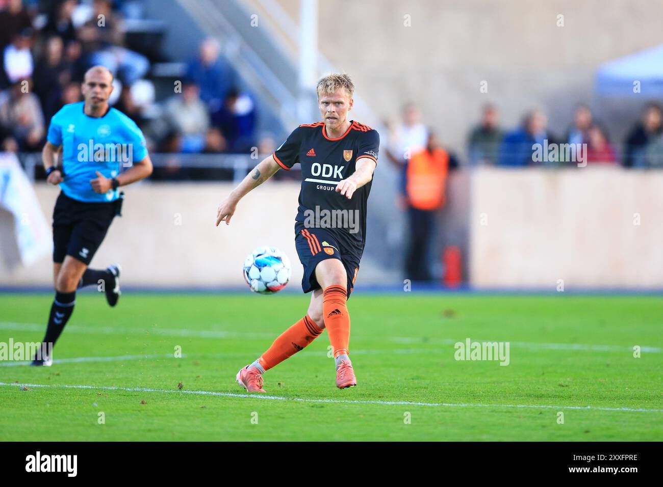 Copenhague, Danemark. 23 août 2024. Markus Bay (10) de Hilleroed Fodbold vu lors du match NordicBet Liga entre B.93 et Hilleroed Fodbold au stade Osterbro de Copenhague. Banque D'Images