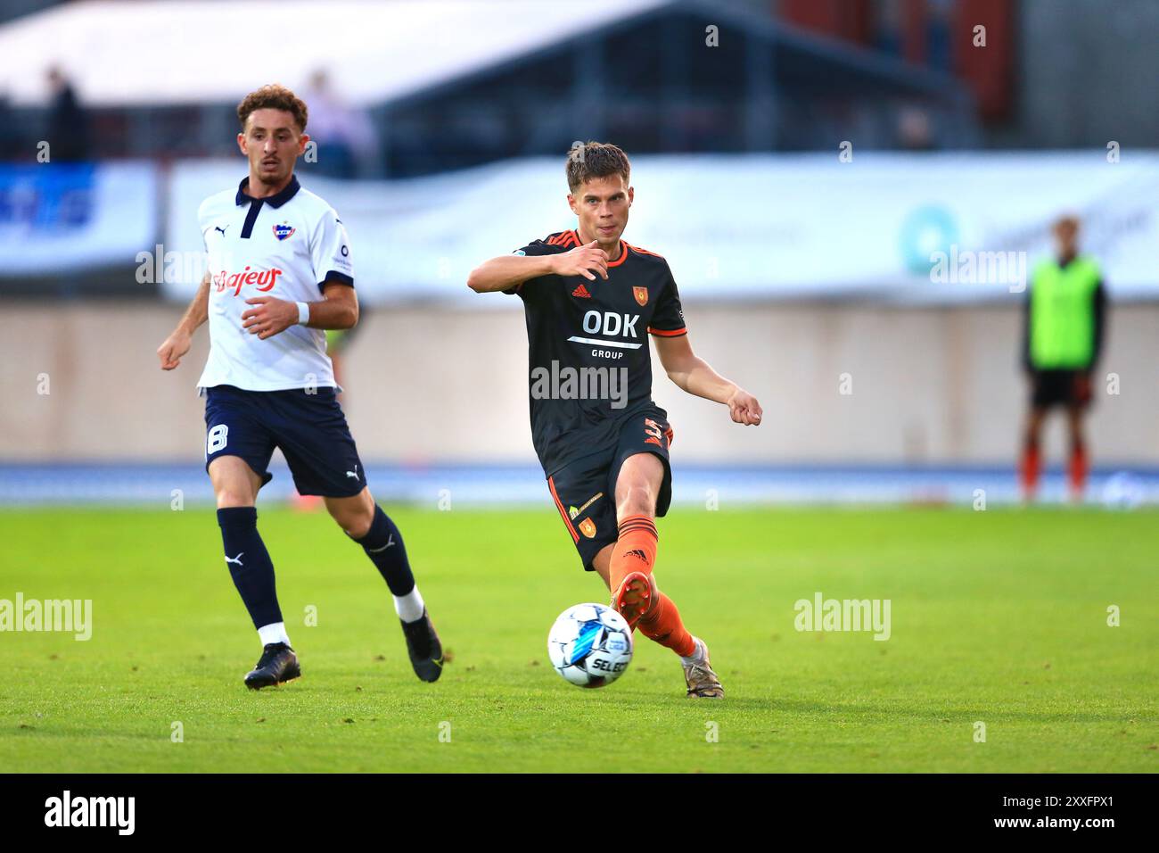 Copenhague, Danemark. 23 août 2024. Lucas Boje-Larsen (5 ans) de Hilleroed Fodbold vu lors du match NordicBet Liga entre B.93 et Hilleroed Fodbold au stade Osterbro de Copenhague. Banque D'Images