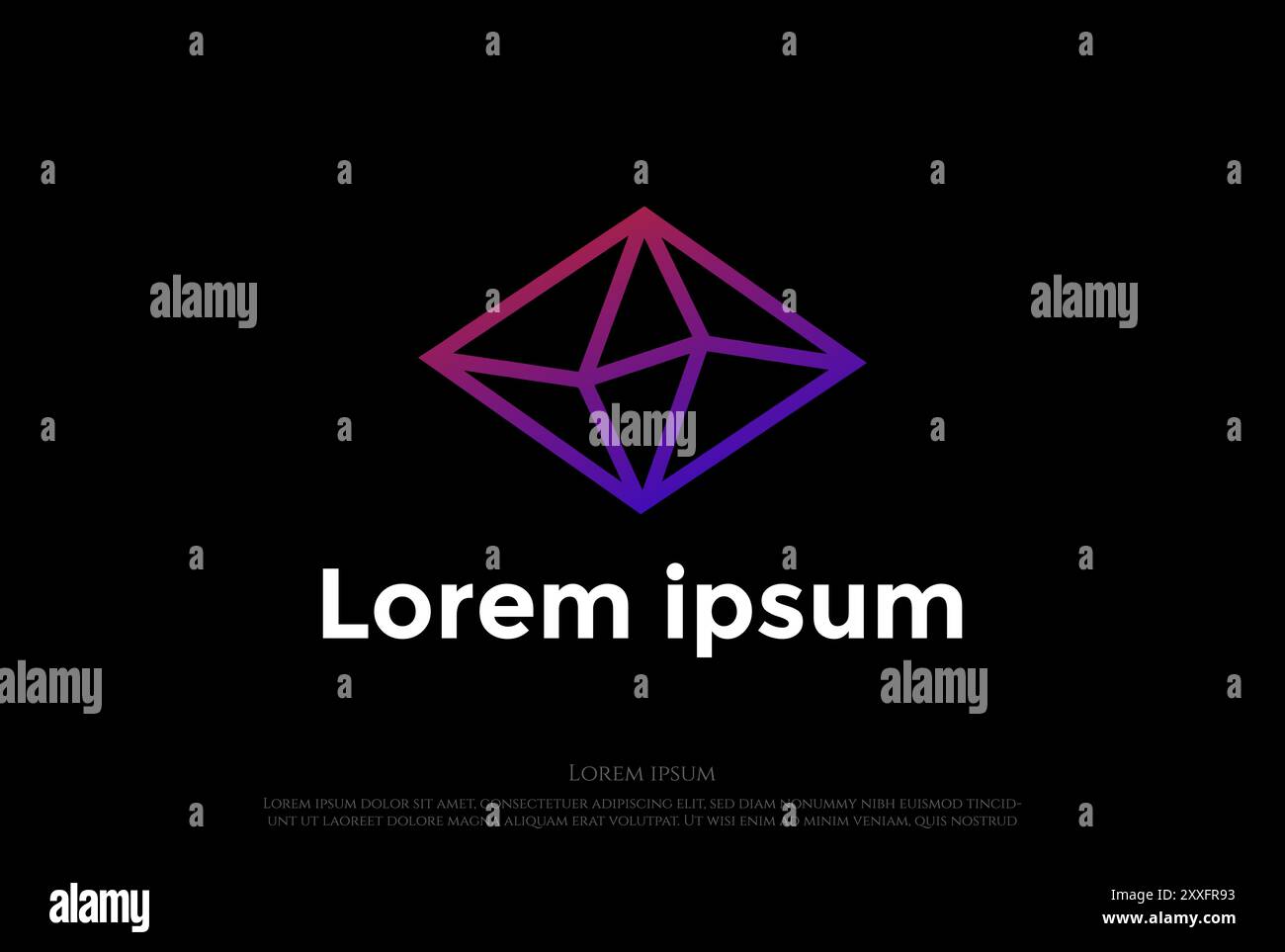 Modern Geometric Diamond Gem Stone Line Outline logo Design vecteur Illustration de Vecteur
