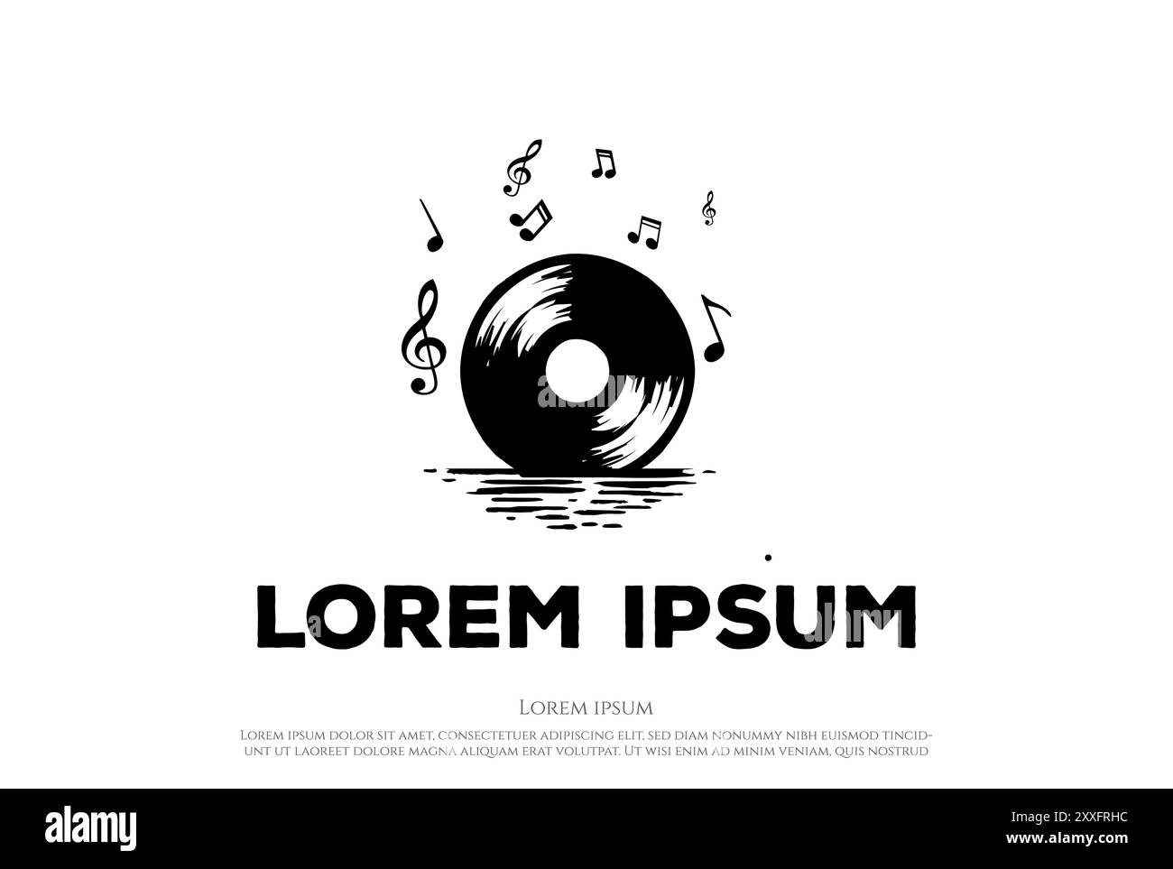 Sunrise Sunset avec Disc Music logo Design Vector Illustration de Vecteur