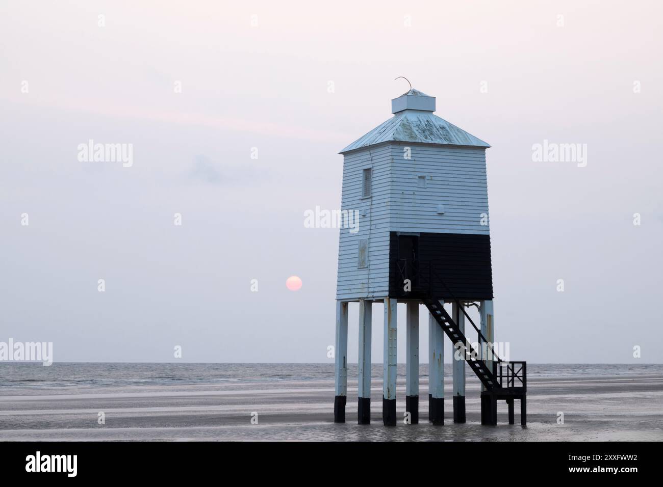 Le phare bas à Burnham-on-Sea. Somerset, Royaume-Uni. Banque D'Images