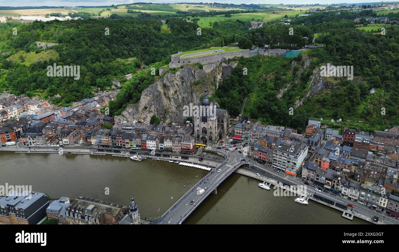 Drone photo Dinant citadelle Belgique europe Banque D'Images