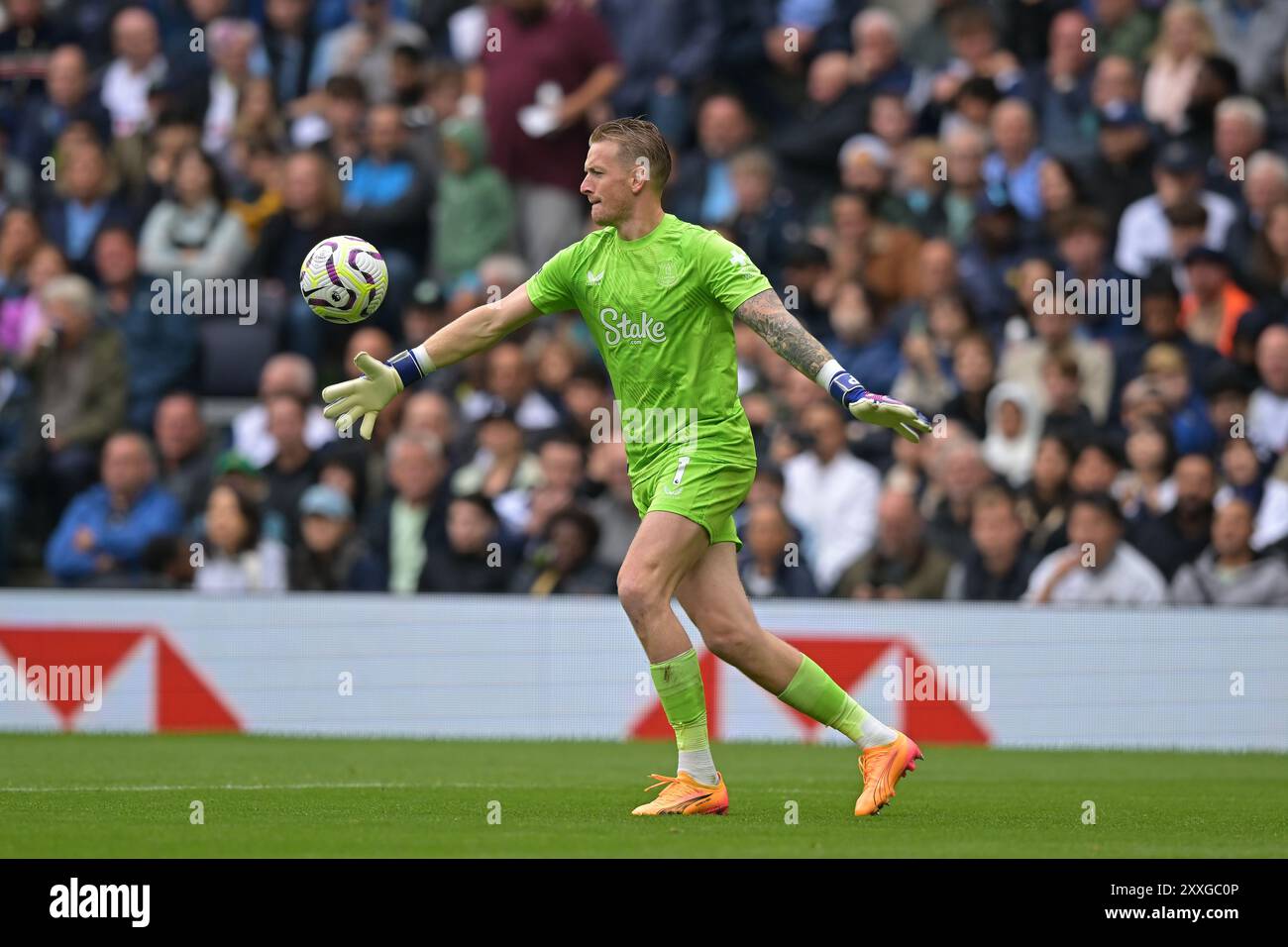 Londres, Royaume-Uni. 24 août 2024. Jordan Pickford d'Everton lors des Spurs vs Everton, premier League match au Tottenham Hotspur Stadium de Londres. Cette image est RÉSERVÉE à UN USAGE ÉDITORIAL. Licence requise de Football DataCo pour toute autre utilisation. Crédit : MARTIN DALTON/Alamy Live News Banque D'Images