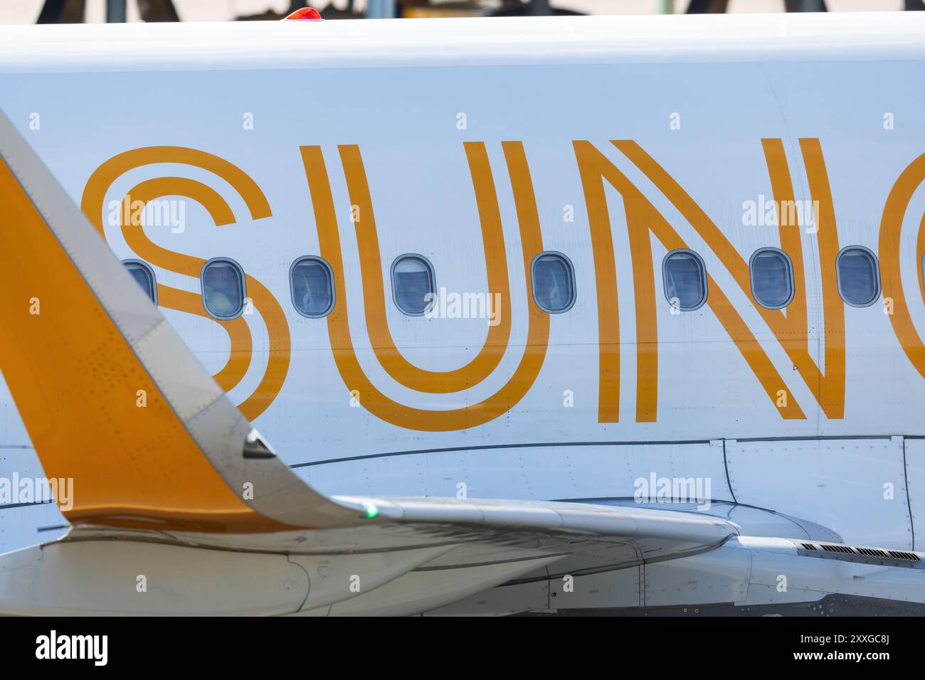 Aéroport d'Arlanda, juste au nord de Stockholm, Suède, samedi. Dans l'image : avion de Sunclass Airlines, anciennement Thomas Cook Airlines Scandinavia. Banque D'Images