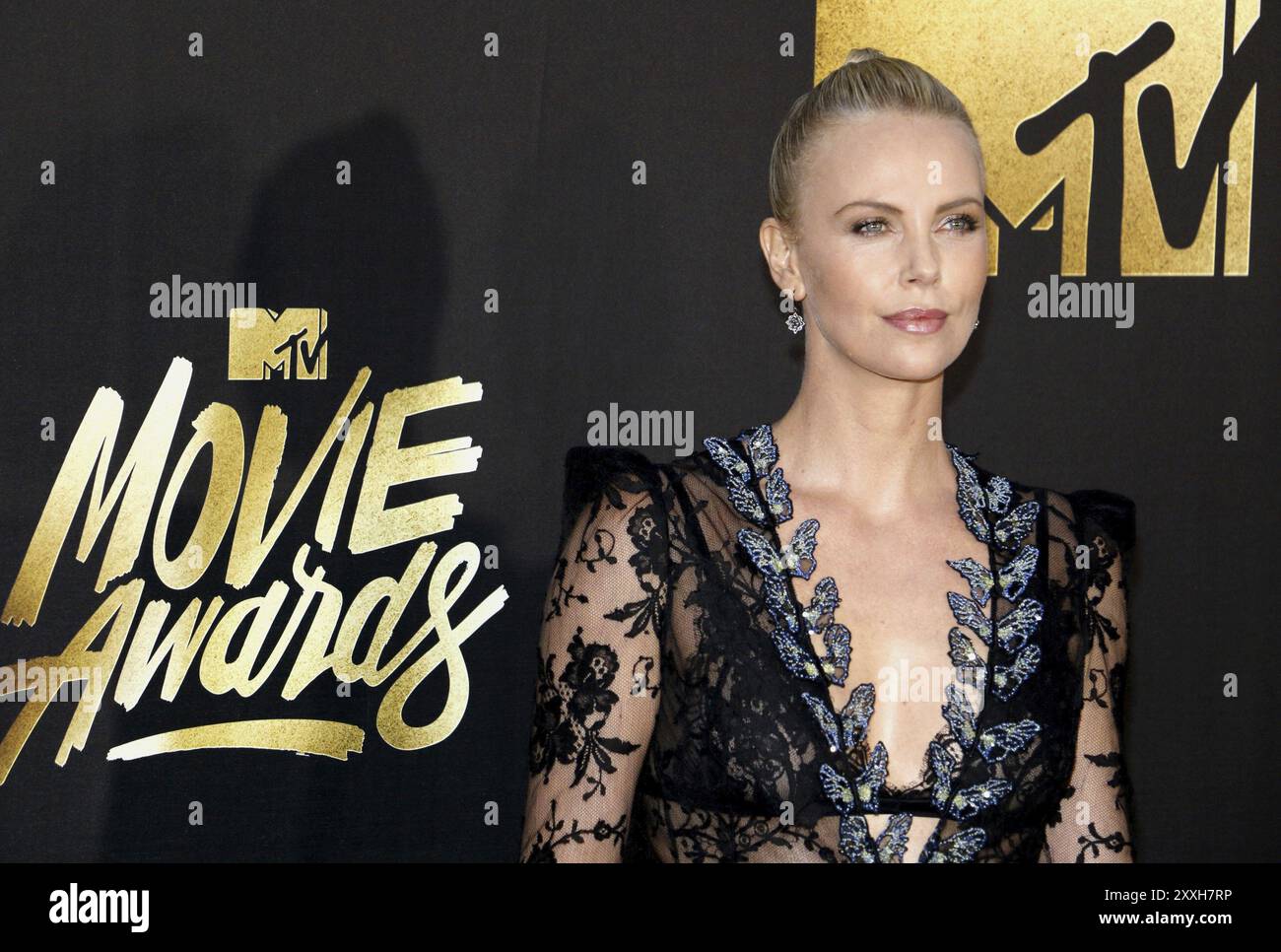 Charlize Theron aux MTV Movie Awards 2016 qui se sont déroulés au Warner Bros Studios à Burbank, USA le 9 avril 2016 Banque D'Images