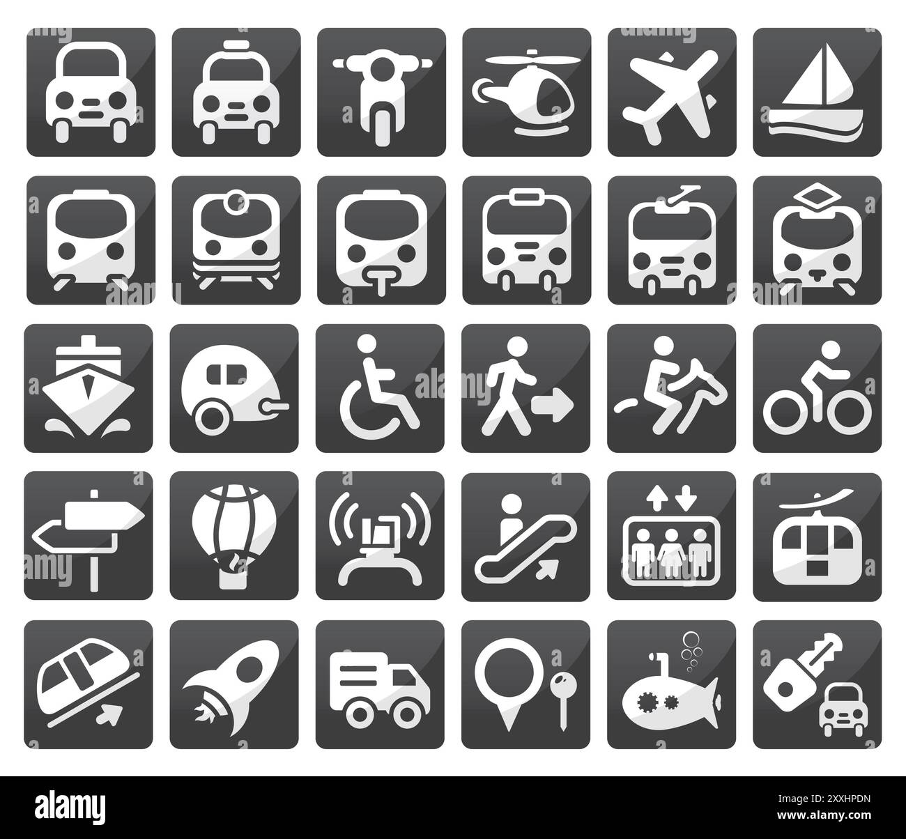 Jeu d'icônes de transport vectoriel Banque D'Images