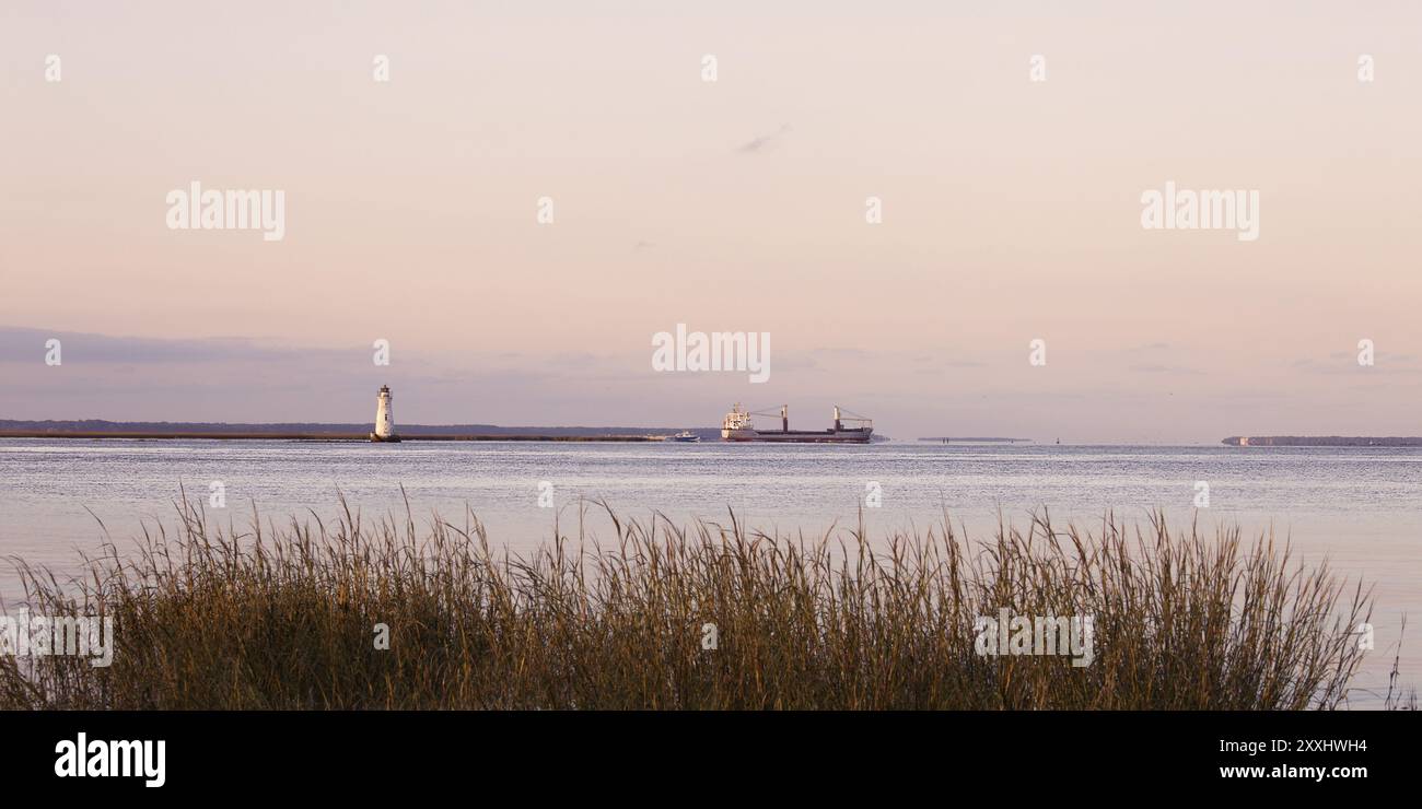 Vieux phare sur l'île de Cockspur, Géorgie, États-Unis, Asie Banque D'Images