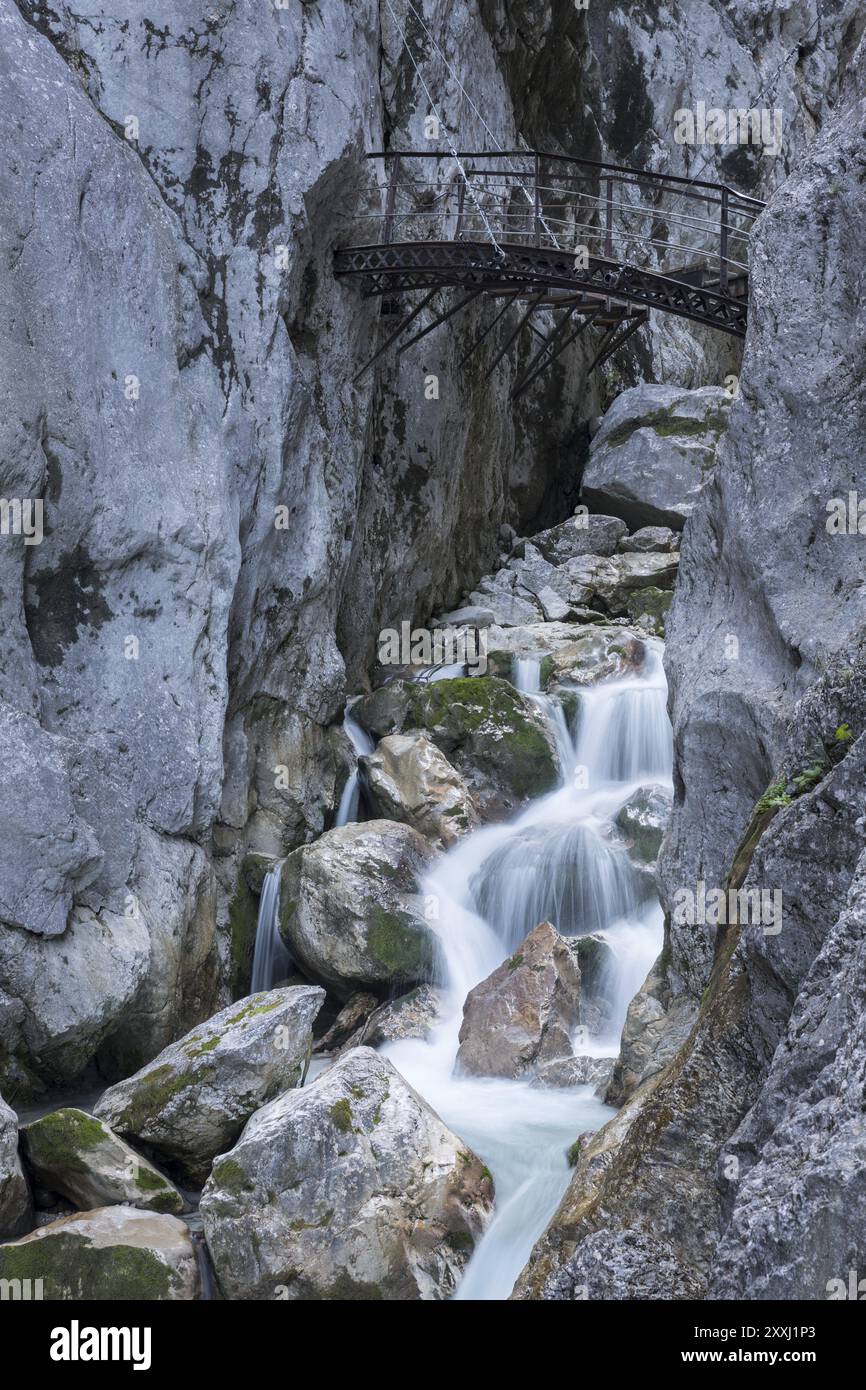 Pont dans la gorge Hoellentalklamm près de Garmisch, Bavière Banque D'Images