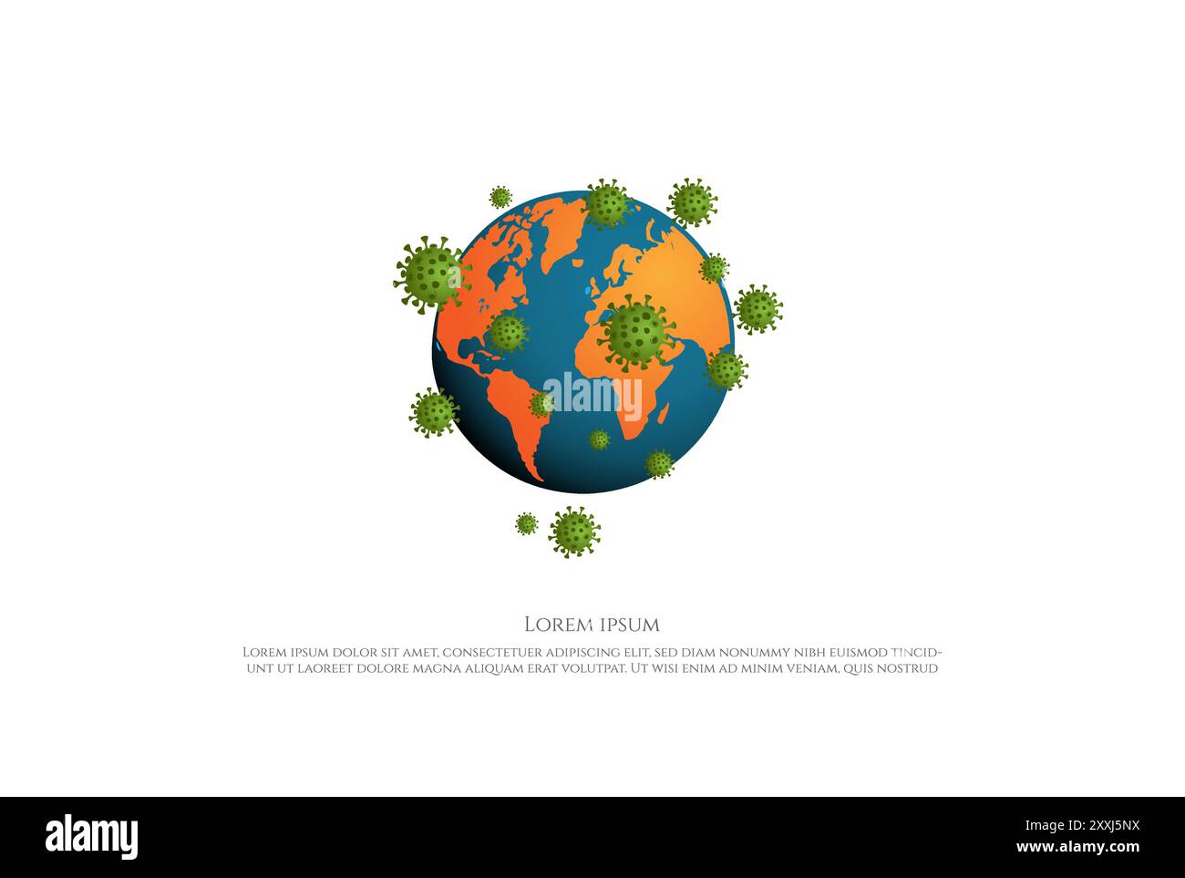 Globe World Planet avec virus Pandemic logo Design Vector Illustration de Vecteur