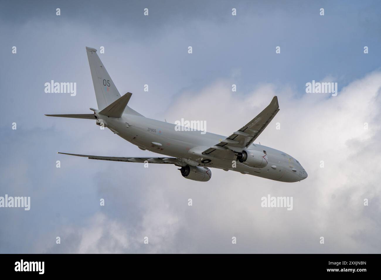 Farnborough, Hampshire - 24 juillet 2024 : salon aéronautique international de Farnborough mercredi Boeing Poseidon MRA1 Royal Air Force ZP805 Banque D'Images