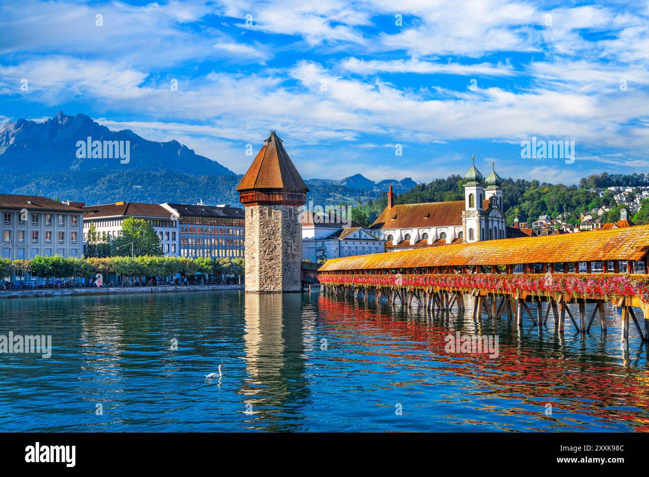 Lucerne, Suisse sur la rivière Ruess dans la matinée. Banque D'Images