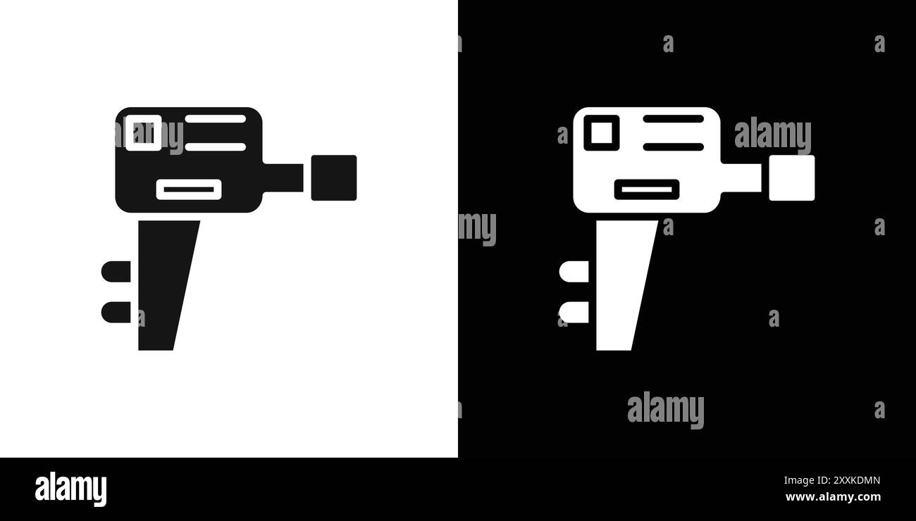 Contour de vecteur de signe de logo d'icône de moteur de bateau en couleur noire et blanche Illustration de Vecteur