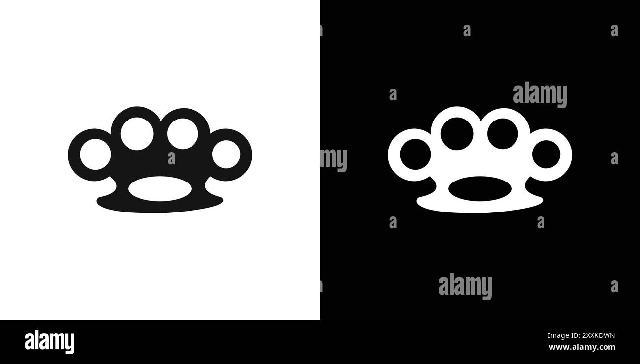 contour vectoriel de signe de logo d'icône en laiton knuckless en couleur noire et blanche Illustration de Vecteur