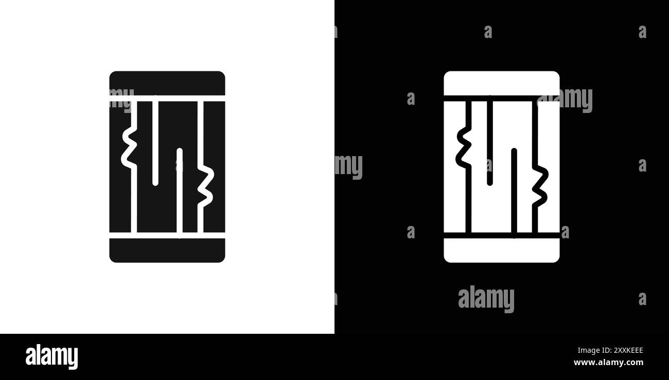 Problèmes d'affichage ou d'affichage à cristaux liquides icône logo signe vectoriel en noir et blanc Illustration de Vecteur