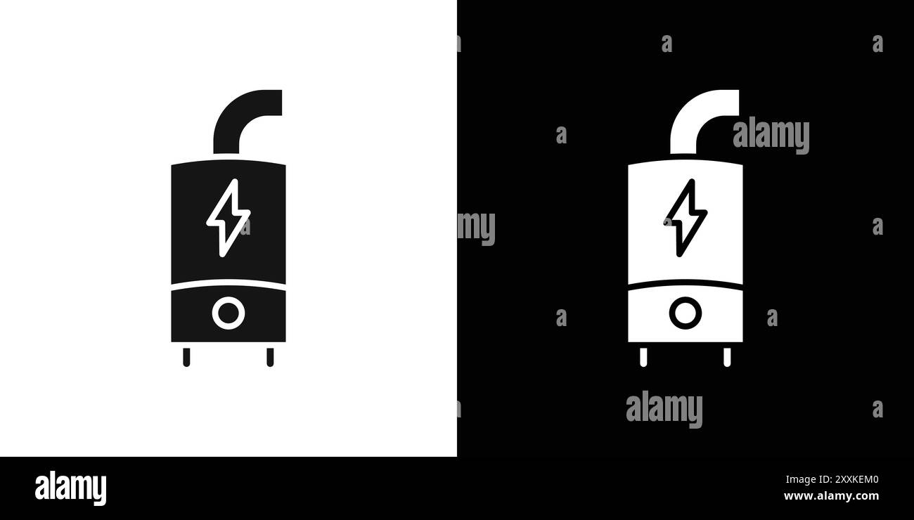 Contour de vecteur de signe de logo de chaudière de chauffage électrique en couleur noire et blanche Illustration de Vecteur
