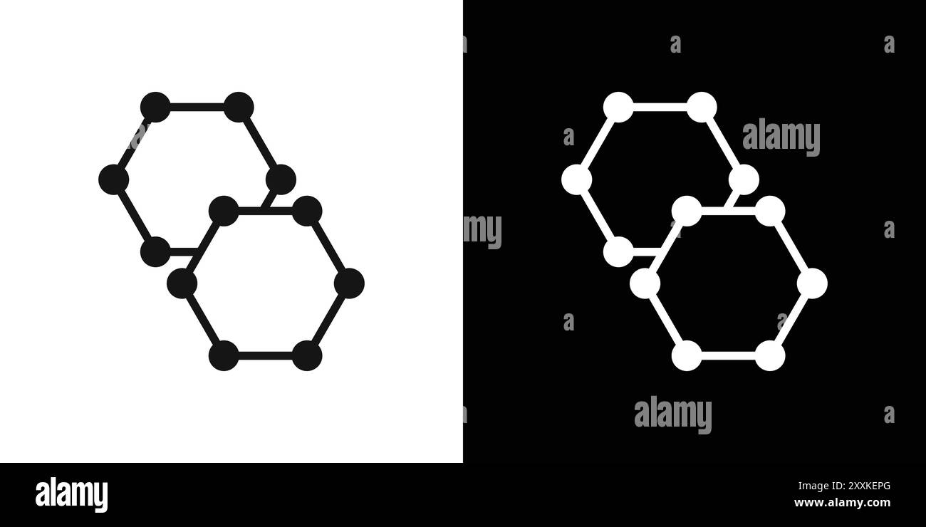Contour de vecteur de signe de logo d'icône de graphène en couleur noire et blanche Illustration de Vecteur