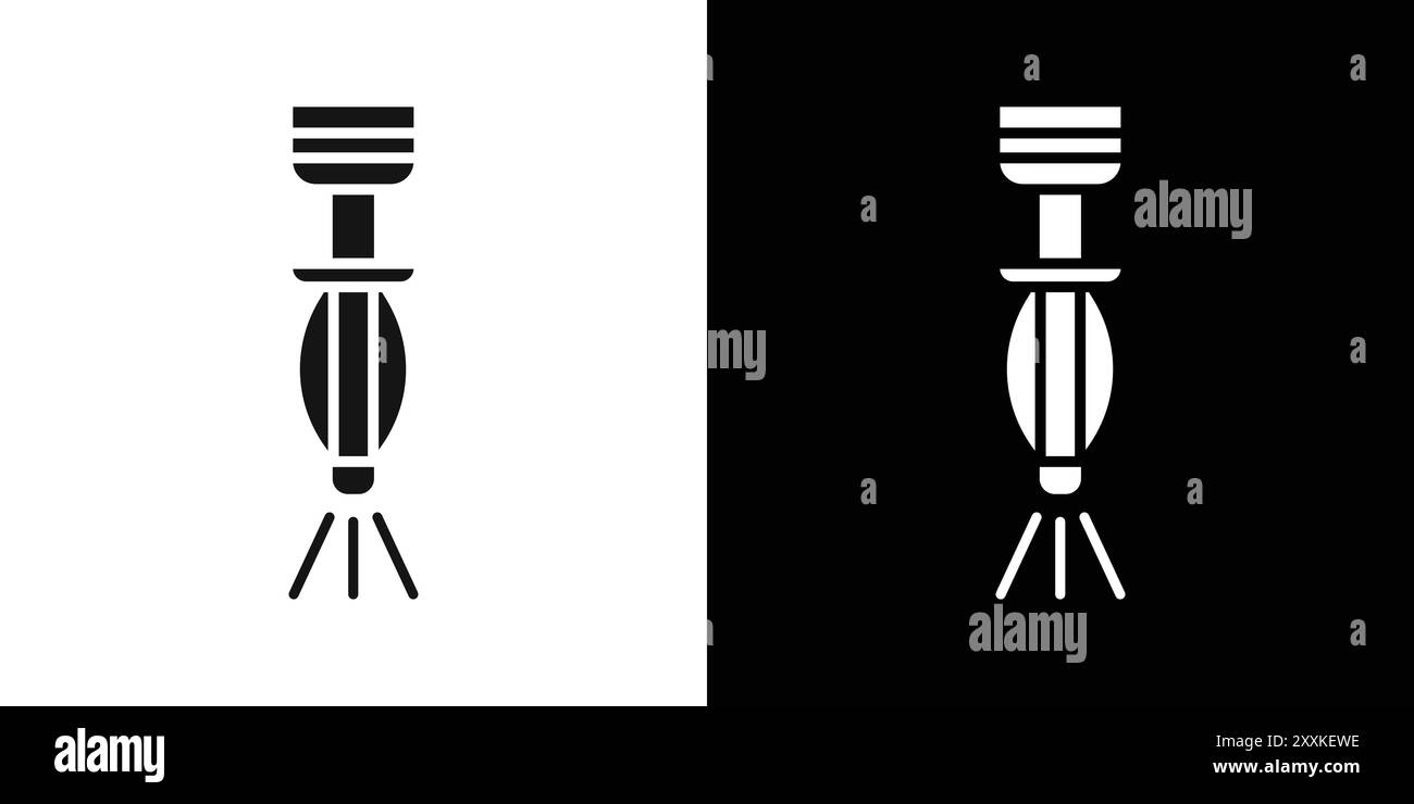 contour de vecteur de signe de logo d'icône de gicleur d'incendie en couleur noire et blanche Illustration de Vecteur