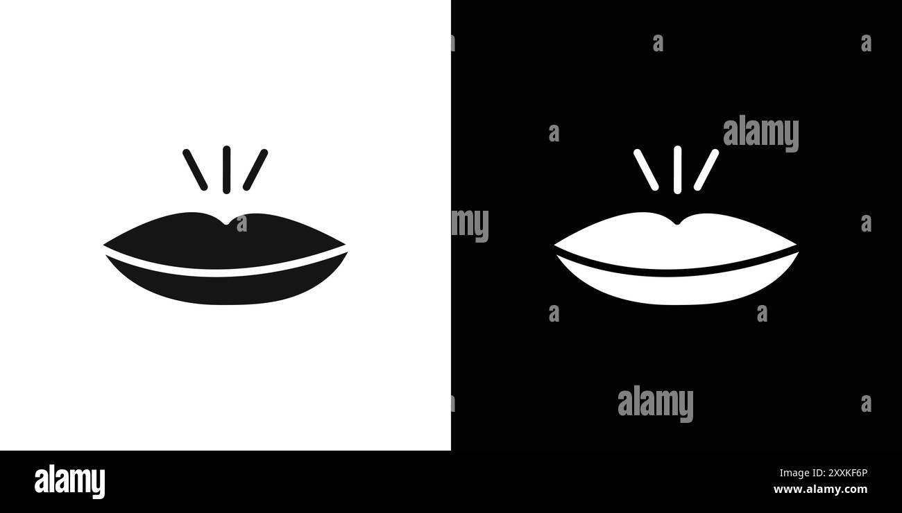 Contour vectoriel de signe d'icône de virus de l'herpès en noir et blanc Illustration de Vecteur