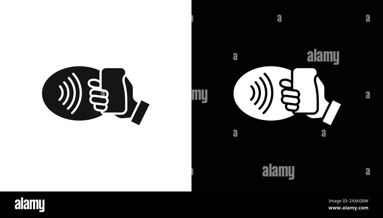 Icône de paiement sans fil NFC logo signe vectoriel contour en noir et blanc Illustration de Vecteur