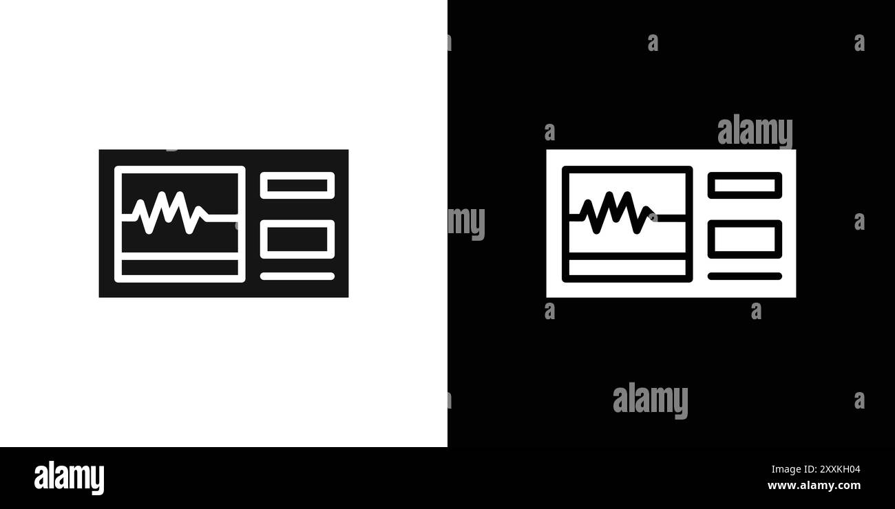 Icône d'électrocardiogramme portable logo signe contour vectoriel en noir et blanc Illustration de Vecteur