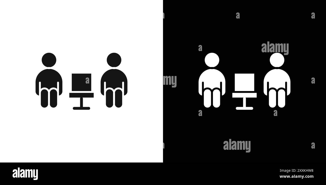 Contour vectoriel de signe de logo d'icône de distanciation sociale en noir et blanc Illustration de Vecteur