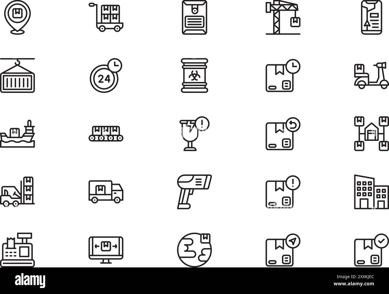 La collection d'icônes logistiques est une illustration vectorielle avec trait modifiable. Illustration de Vecteur