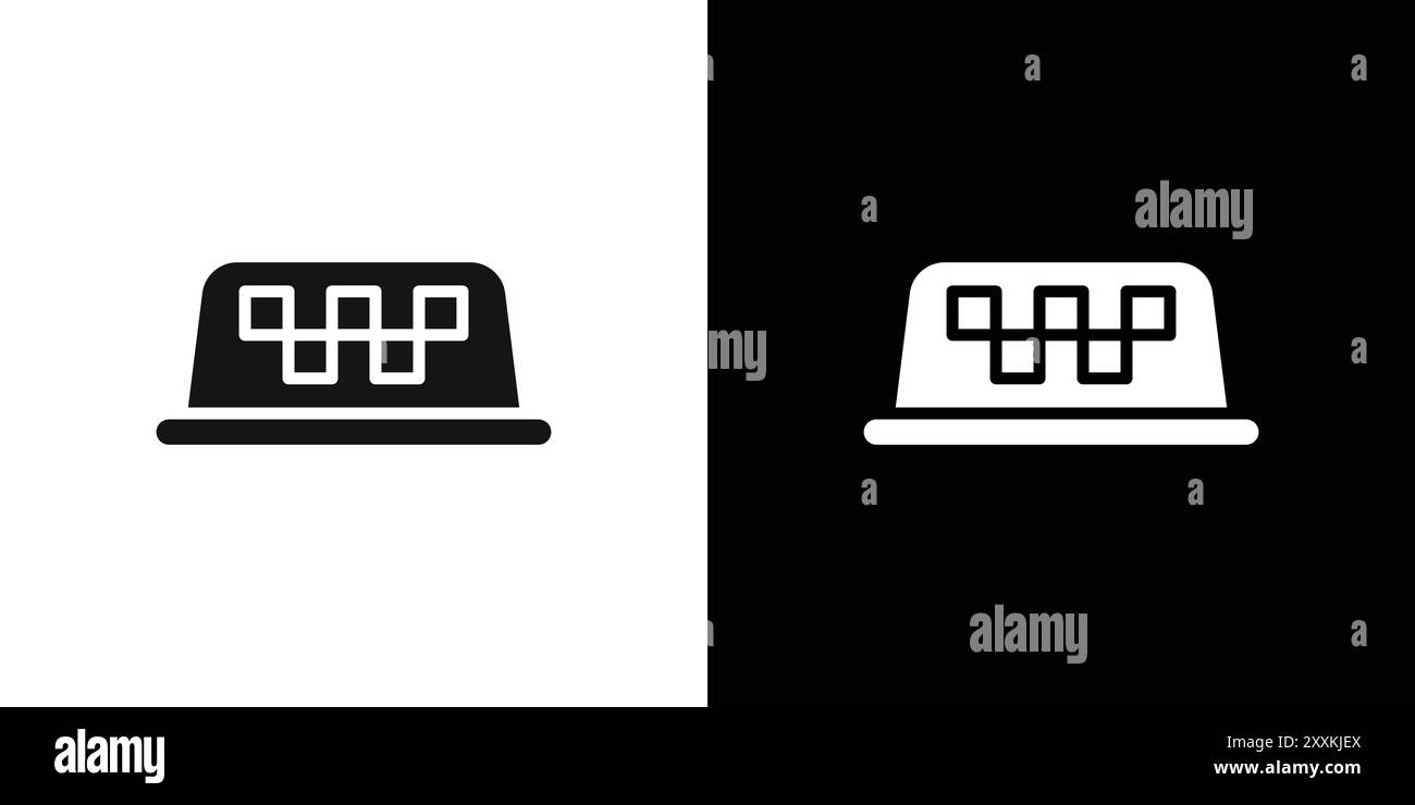 Contour de vecteur de signe de logo d'icône de lampe de taxi en couleur noire et blanche Illustration de Vecteur