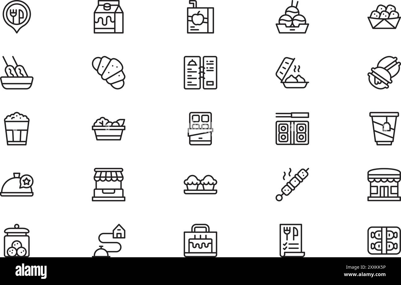 La collection d'icônes à emporter est une illustration vectorielle avec un trait modifiable. Illustration de Vecteur