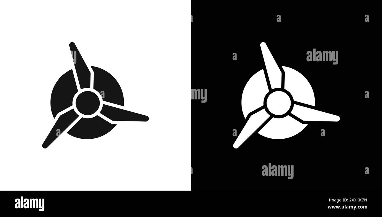 Contour de vecteur de signe de logo d'icône d'éolienne en couleur noire et blanche Illustration de Vecteur