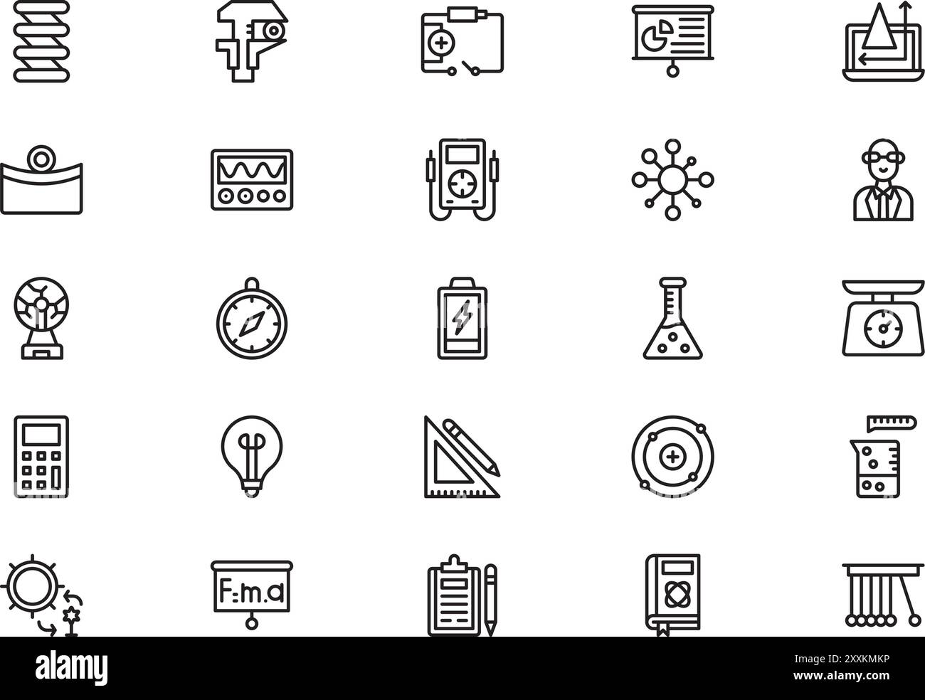 Collection d'icônes de physique est une illustration vectorielle avec trait modifiable. Illustration de Vecteur