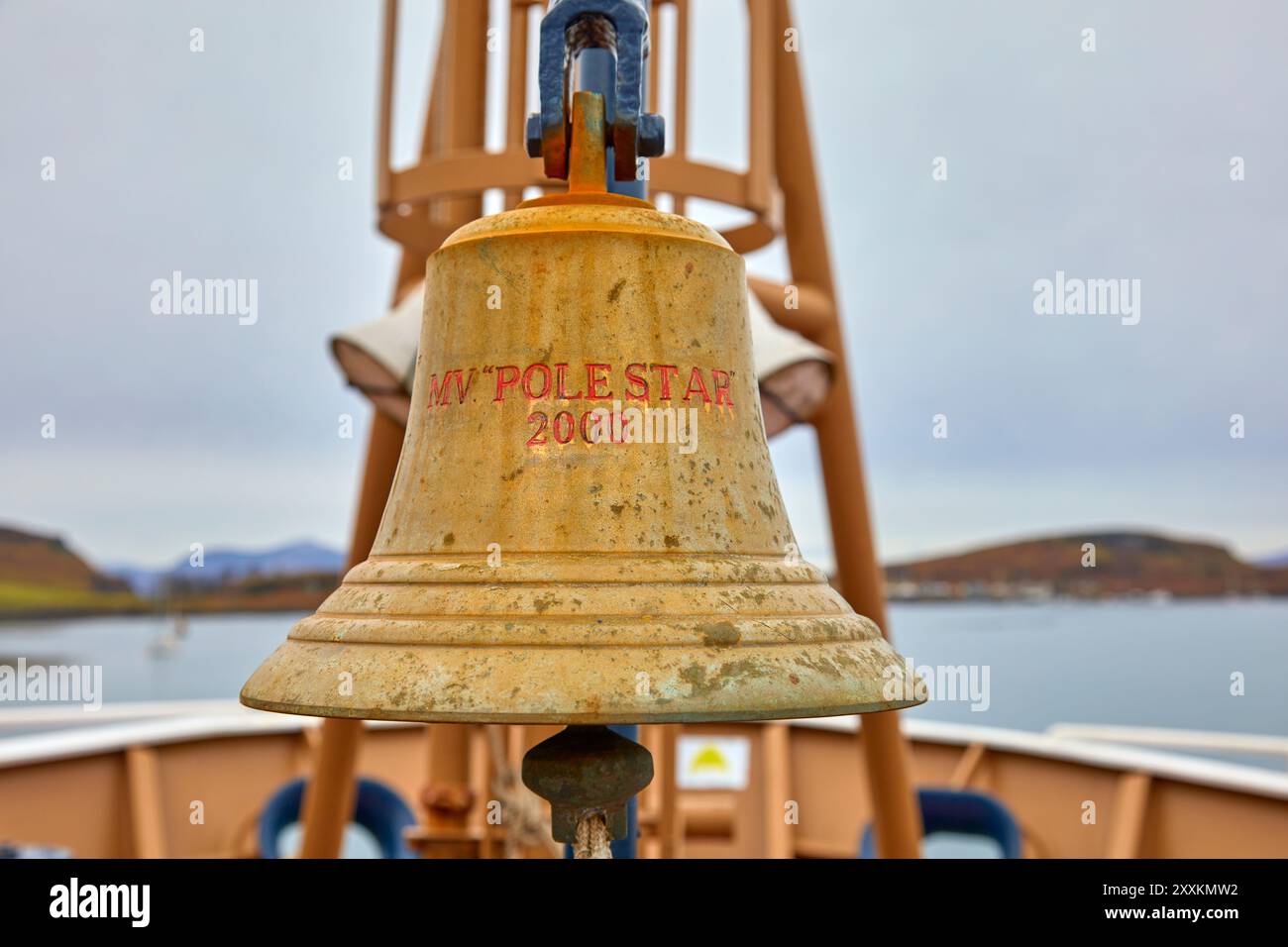 Ship's Bell, MV Pole Star, un navire du Northern Lighthouse Board Banque D'Images